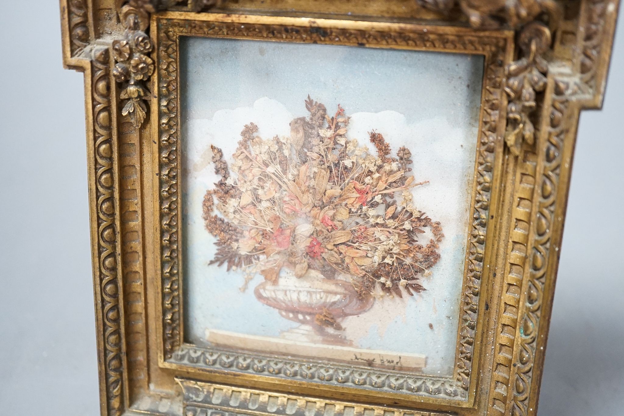 A 19th century ormolu miniature frame , 16.5cm long